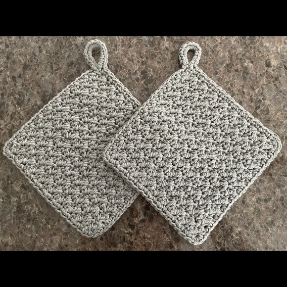 Pair Handmade Dishcloths w/Hanging Loop 100% Cotton CHOOSE COLOR! Hand Crocheted - Picture 8 of 15